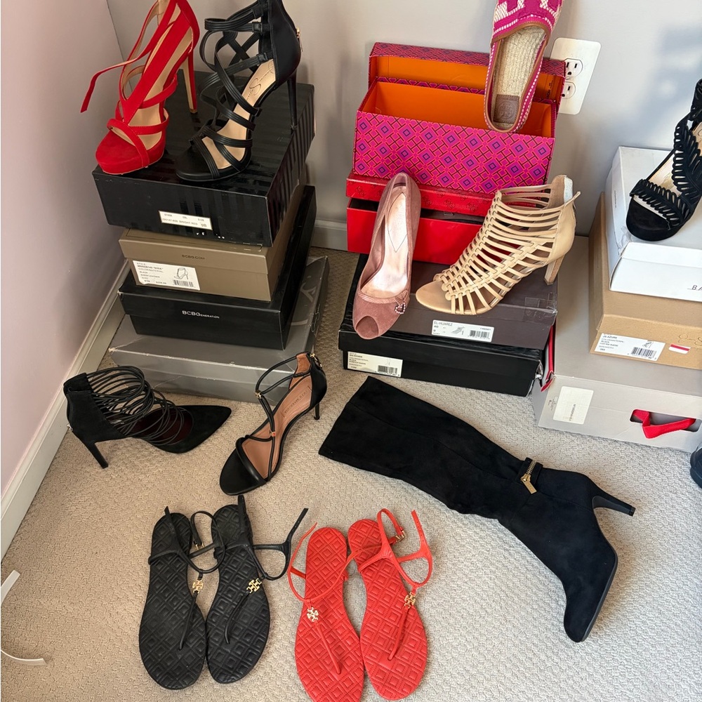 Elegant Black and Red Strappy Heels to Riding boots